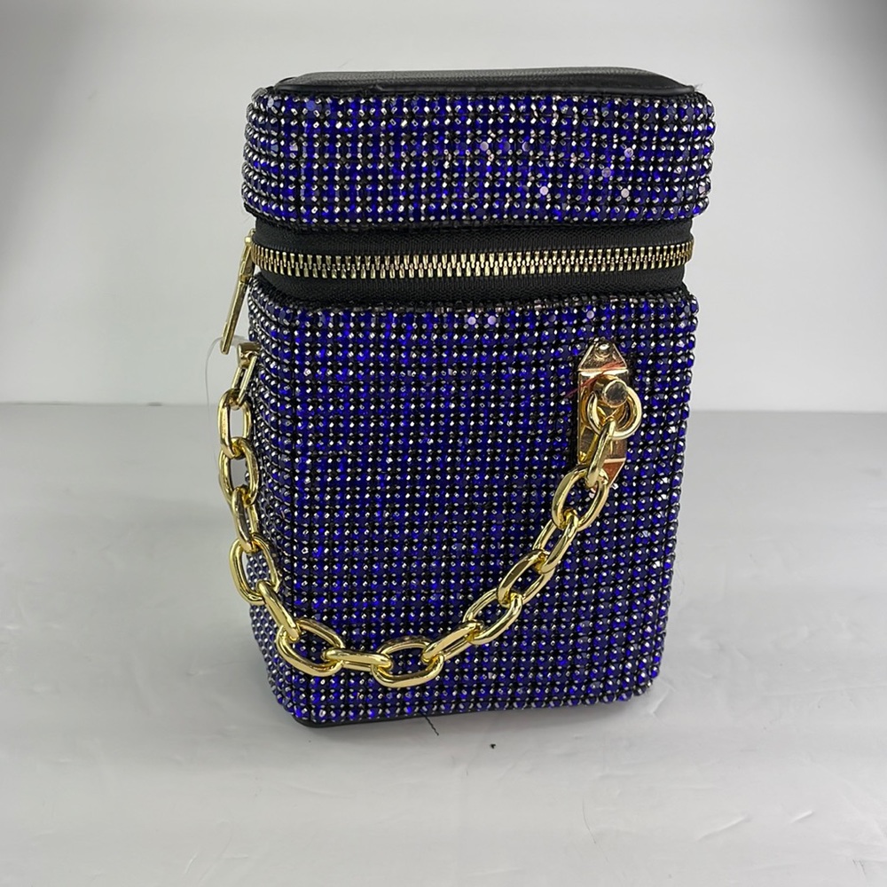 Blue Rhinestone Messenger Bag